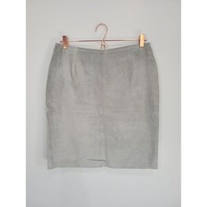 Danier Canada Pearl Grey Nubuck Suede Pencil Skirt Vintage Size 12 NWT